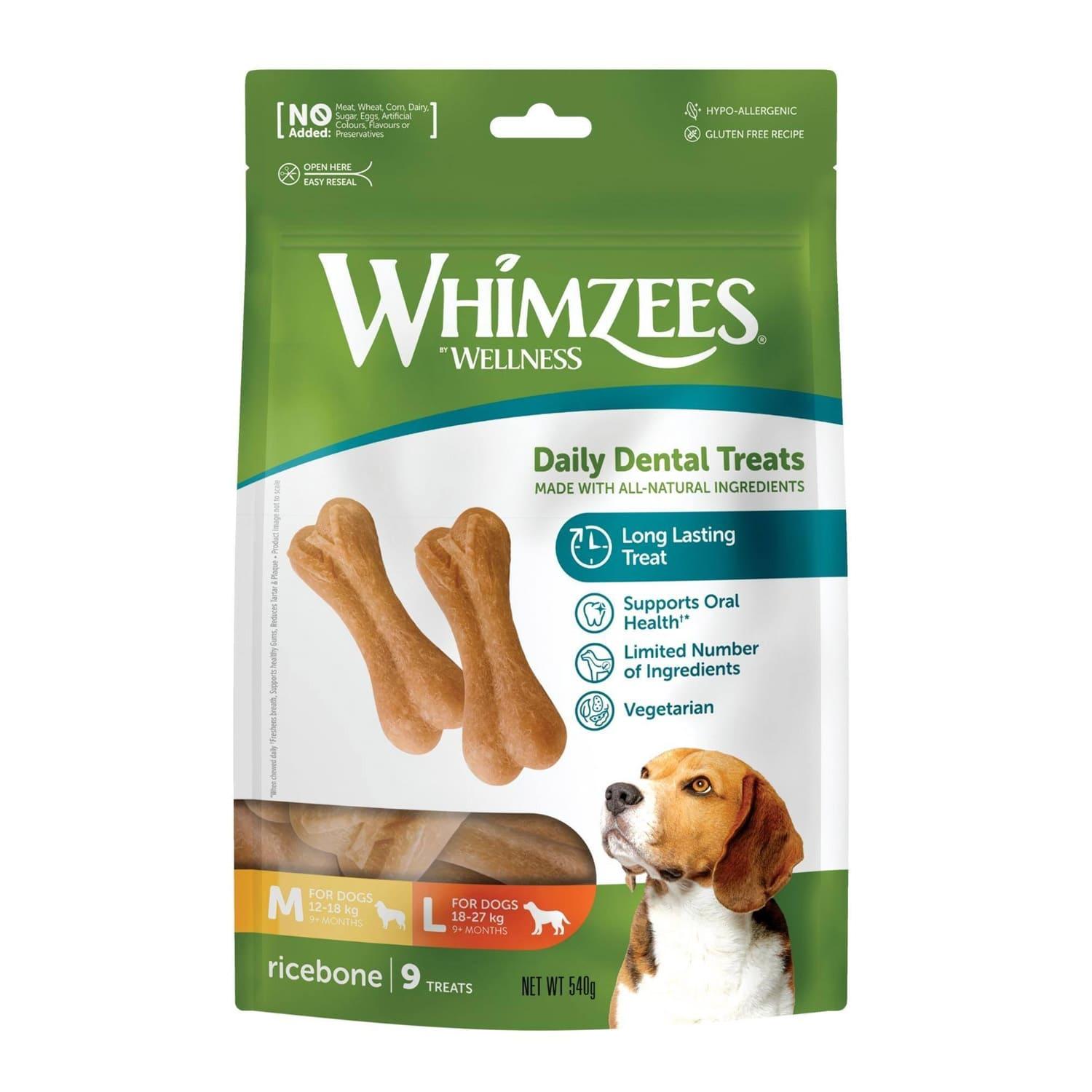 Whimzees Rice Bone Dental Dog Treat – Large (9pcs)